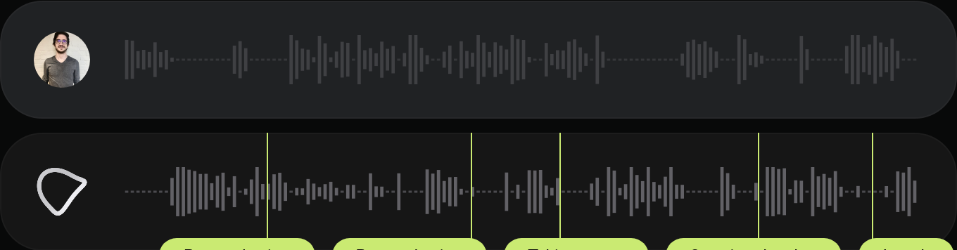 The official Dessa movie-conversation player with Remembering, Taking a turn and Steering the chat chapter shortcuts.
